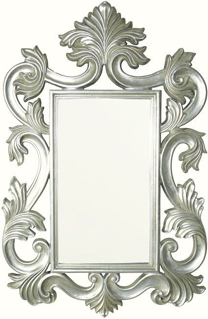 ZS014AS Wall décor art mirror silver classic rectangular vertical
